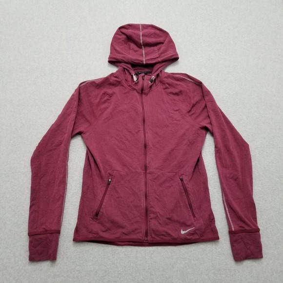 Nike Tops - Nike Jacket‎ Womens Medium Red Pockets Full Zip Sweater Hooded Activewear